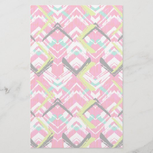 Handgezeichnetes Rosa Zig-Zag-Muster Briefpapier (Vorderseite)