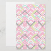 Handgezeichnetes Rosa Zig-Zag-Muster Briefpapier (Vorne/Hinten)