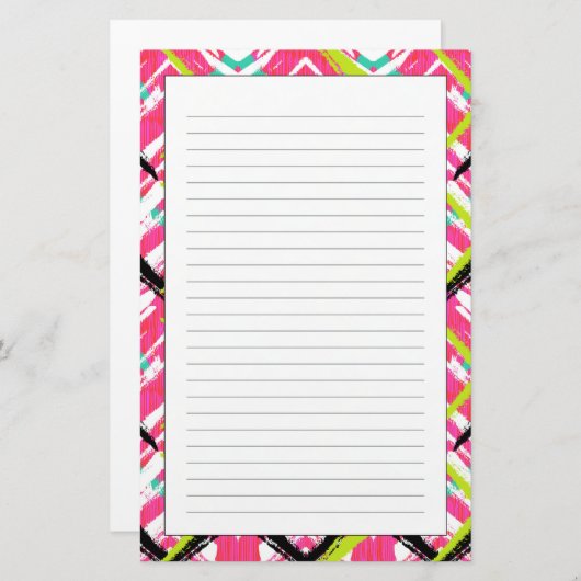 Handgezeichnetes Rosa Zig-Zag-Muster Briefpapier (Vorne/Hinten)