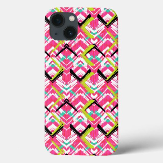 Handgezeichnetes Rosa Zig Zag Muster Case-Mate iPhone Hülle (Rückseite)