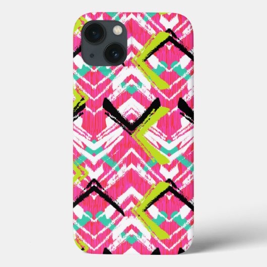 Handgezeichnetes Rosa Zig Zag Muster Case-Mate iPhone Hülle (Rückseite)