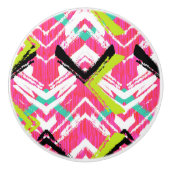 Handgezeichnetes rosa Zig-Zag-Muster Keramikknauf (Vorderseite)