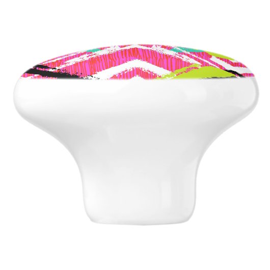 Handgezeichnetes rosa Zig-Zag-Muster Keramikknauf (Seitenansicht)