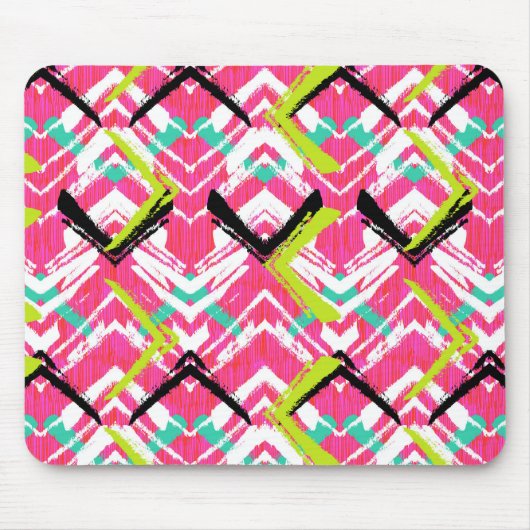 Handgezeichnetes rosa Zig-Zag-Muster Mousepad (Vorne)