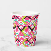 Handgezeichnetes Rosa Zig-Zag-Muster Pappbecher (Vorderseite)