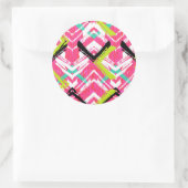 Handgezeichnetes rosa Zig-Zag-Muster Runder Aufkleber (Tasche)