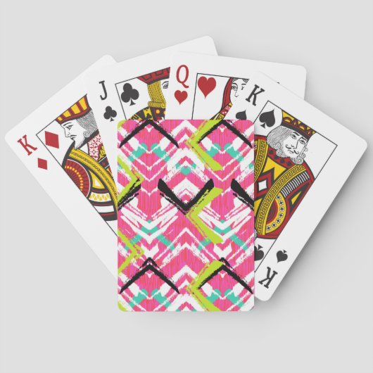 Handgezeichnetes Rosa Zig-Zag-Muster Spielkarten (Rückseite)