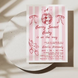 Handgezeichnetes Rotes Berry-Sweet-Baby-Dusche Einladung