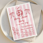 Handgezeichnetes Rotes Berry-Sweet-Baby-Dusche Einladung