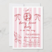 Handgezeichnetes Rotes Berry-Sweet-Baby-Dusche Einladung (Vorderseite)