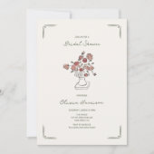 Handgezeichnetes Rotes Blatt Blumensturn-Brautpart Einladung (Vorderseite)