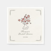 Handgezeichnetes Rotes Blatt Blumensturn-Brautpart Serviette (Vorderseite)