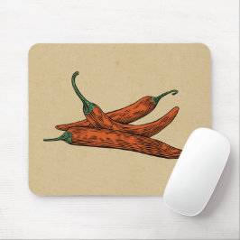 Handgezeichnetes rotes Chili Vintages Floßpapier Mousepad