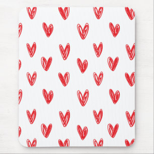 Handgezeichnetes rotes Herzen-Muster – Minimaler V Mousepad