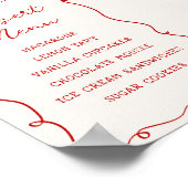 Handgezeichnetes rotes Rahmen-Dessert-Menü Poster (Ecke)