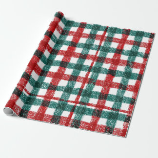 Handgezeichnetes rotes und grünes Weihnachts-Karom Geschenkpapier