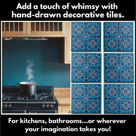 Handgezeichnetes Scandi-Blumenmuster Fliese