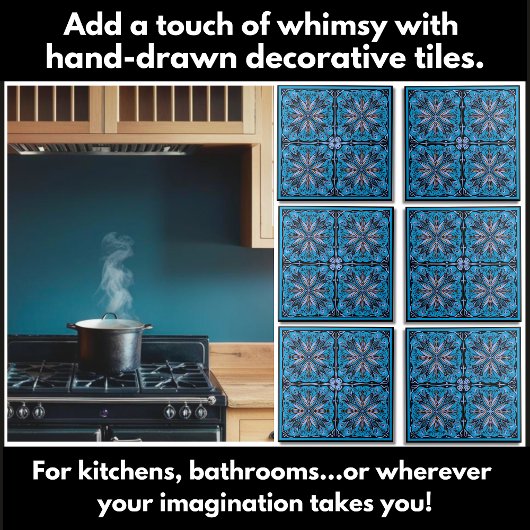 Handgezeichnetes Scandi-Blumenmuster Fliese