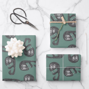 Handgezeichnetes Schlangenbild Geschenkpapier Set