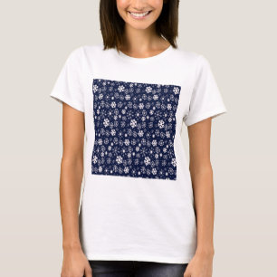 Handgezeichnetes Schneeflocken-Gestöber mit navybl T-Shirt