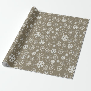 Handgezeichnetes Schneeflocken-Gestöber mit Platin Geschenkpapier