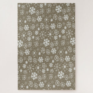 Handgezeichnetes Schneeflocken-Gestöber mit Platin Puzzle