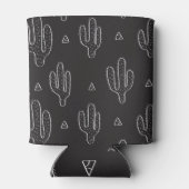 Handgezeichnetes schwarzes Kaktusmuster Dosenkühler (Rückseite)
