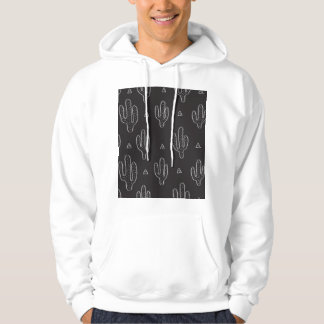 Handgezeichnetes schwarzes Kaktusmuster Hoodie