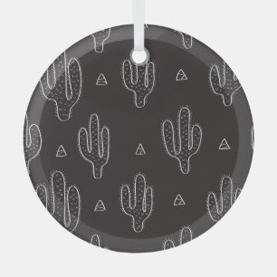 Handgezeichnetes schwarzes Kaktusmuster Ornament Aus Glas