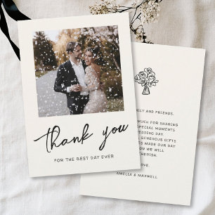 Handgezeichnetes Script Trendy Wedding Foto Dankeskarte