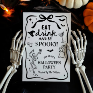 Handgezeichnetes Skelett Gruseliges Halloween Einladung