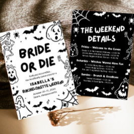 Handgezeichnetes Skelett Halloween Bachelorette Wo Einladung