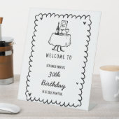Handgezeichnetes Skript 30. Geburtstag Begrüßungsz Sockelschild (In Situ)