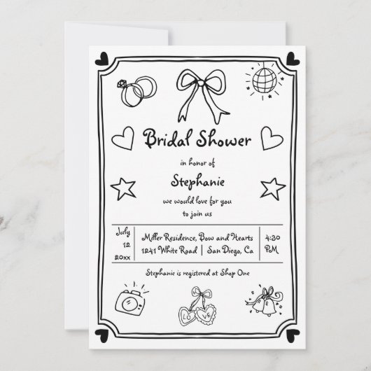 Handgezeichnetes skrupelloses Brautparty Einladung (Vorderseite)