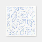 Handgezeichnetes Soft Blue Seashells Allover Muste Serviette (Vorderseite)