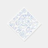 Handgezeichnetes Soft Blue Seashells Allover Muste Serviette (Ecke)