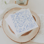 Handgezeichnetes Soft Blue Seashells Allover Muste Serviette