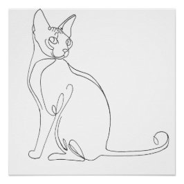 Handgezeichnetes Sphynx-Katze Minimalistisches Des Poster