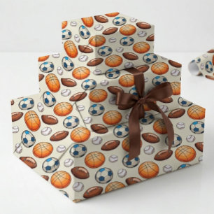 Handgezeichnetes Sportbälle-Wrap-Papier Geschenkpapier