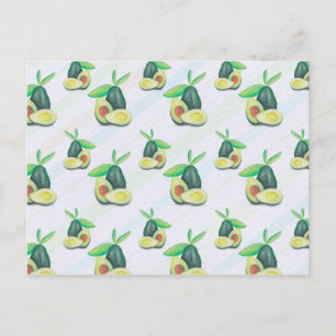 Handgezeichnetes Stillleben Avocado-Muster Postkarte
