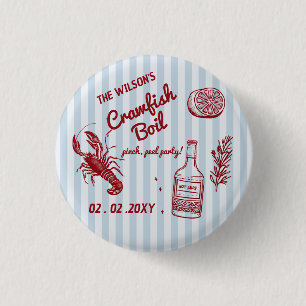 Handgezeichnetes Summer Seafood Crawfish Party Button