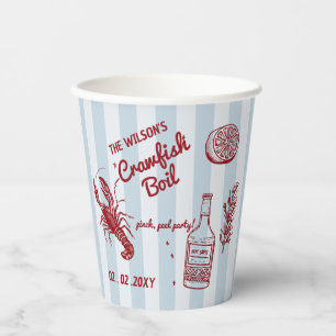 Handgezeichnetes Summer Seafood Crawfish Party Pappbecher