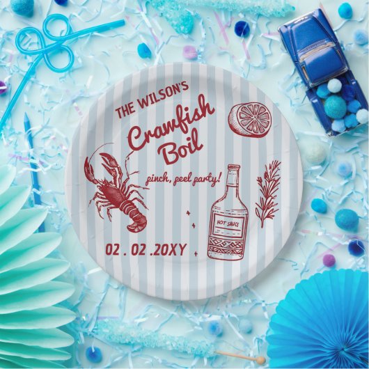 Handgezeichnetes Summer Seafood Crawfish Party Pappteller (Party)