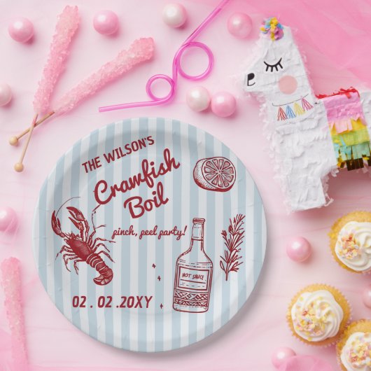 Handgezeichnetes Summer Seafood Crawfish Party Pappteller (Party)