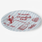 Handgezeichnetes Summer Seafood Crawfish Party Pappteller (Schrägansicht)