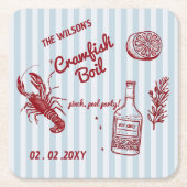 Handgezeichnetes Summer Seafood Crawfish Party Rechteckiger Pappuntersetzer (Vorderseite)