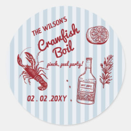 Handgezeichnetes Summer Seafood Crawfish Party Runder Aufkleber