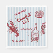 Handgezeichnetes Summer Seafood Crawfish Party Serviette (Vorderseite)