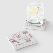 Handgezeichnetes Summer Seafood Crawfish Party Steinuntersetzer (Seitenansicht)