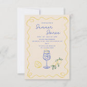 Handgezeichnetes Summer Soiree Drinks Cocktail Par Einladung (Vorderseite)